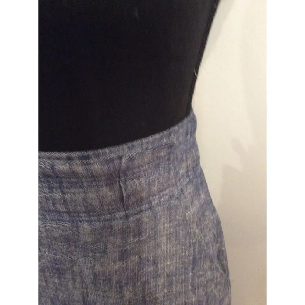 Ann Taylor Blue Pencil Skirt size 8 blue chambray Linen Blend